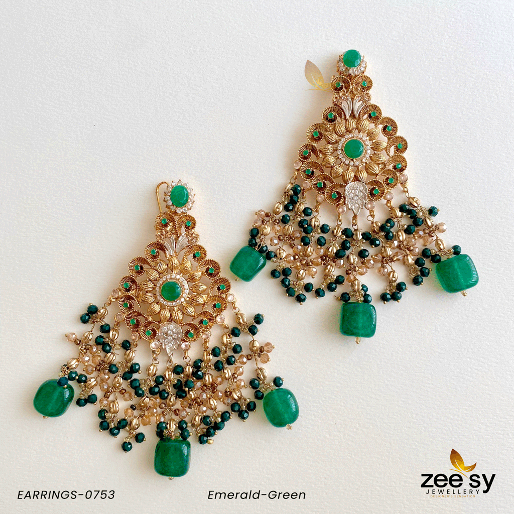 EARRINGS-0753 Emerald-Green - Zeesy Jewellery