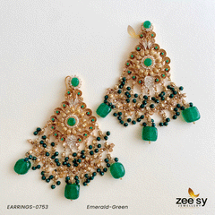 EARRINGS-0753 Emerald-Green - Zeesy Jewellery