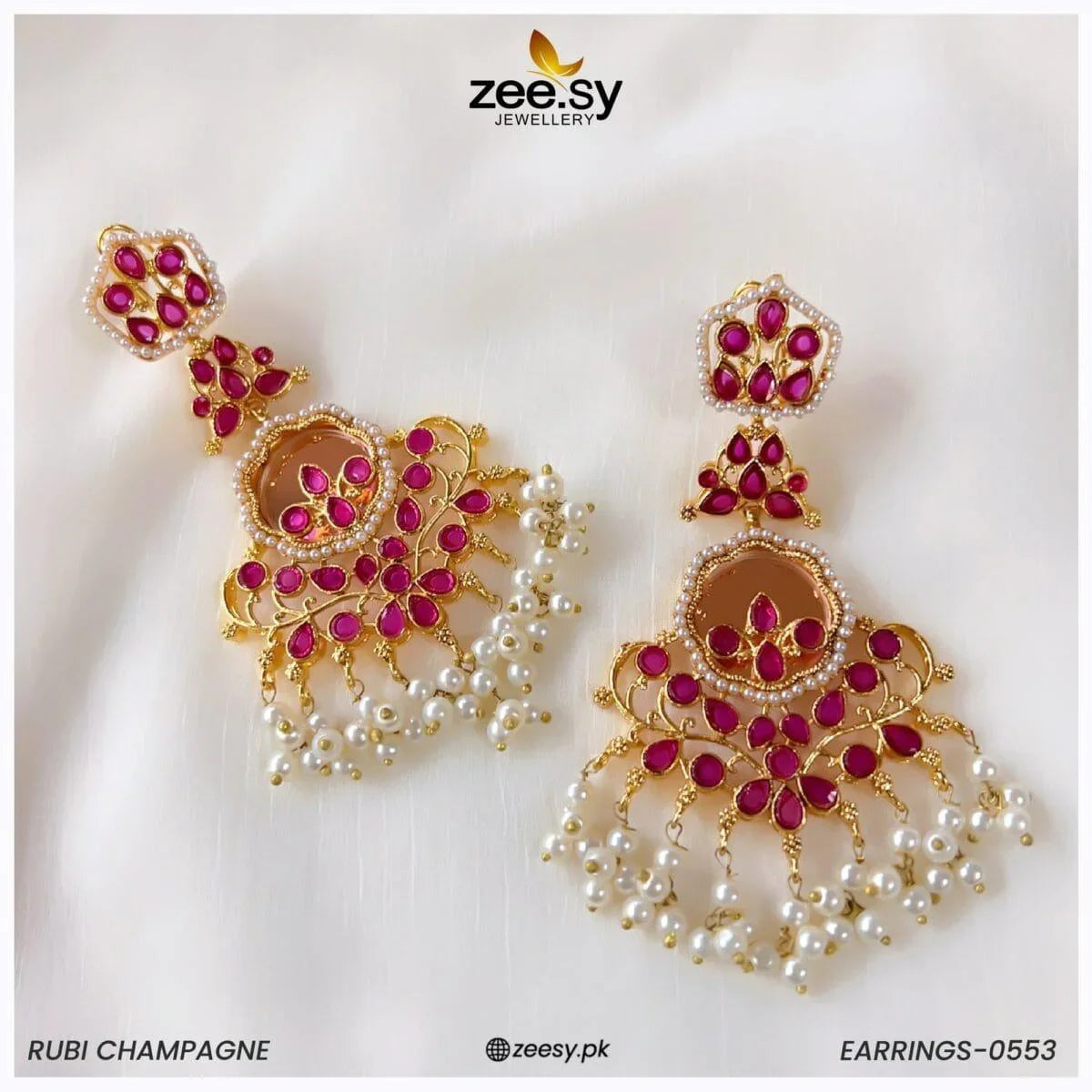 EARRINGS-0553 Rubi Pearl - Zeesy Jewellery