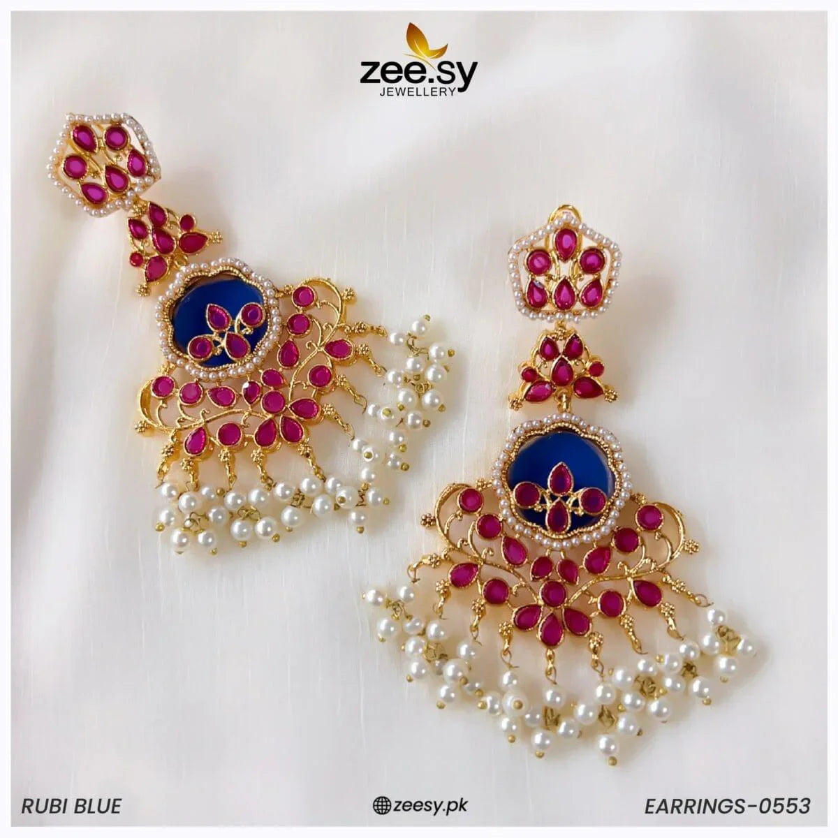 EARRINGS-0553 Rubi Blue - Zeesy Jewellery