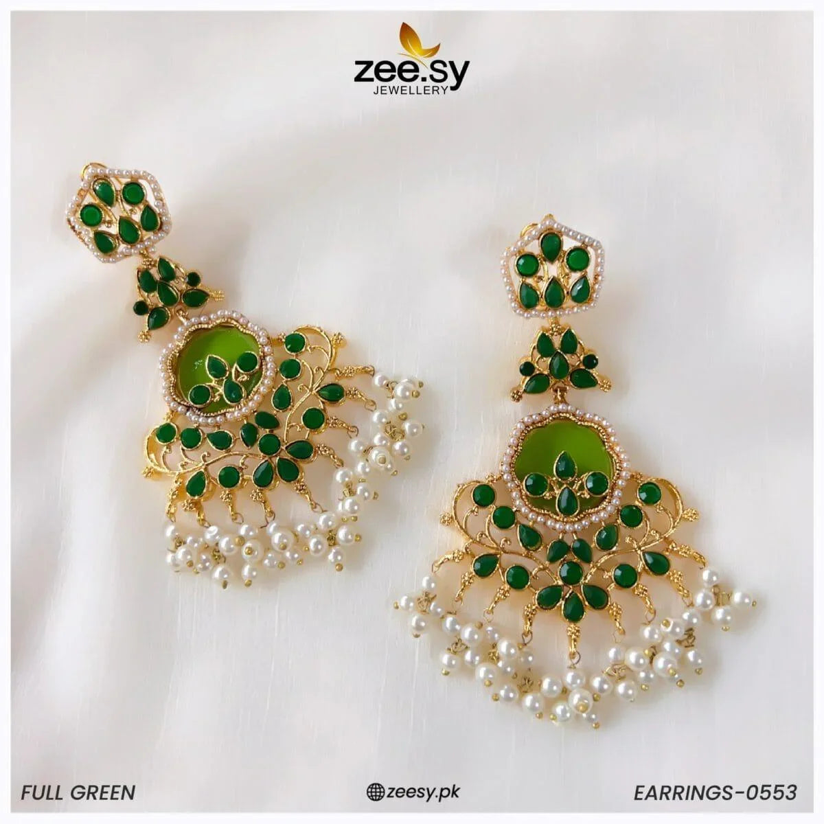 EARRINGS-0553 Full Green - Zeesy Jewellery
