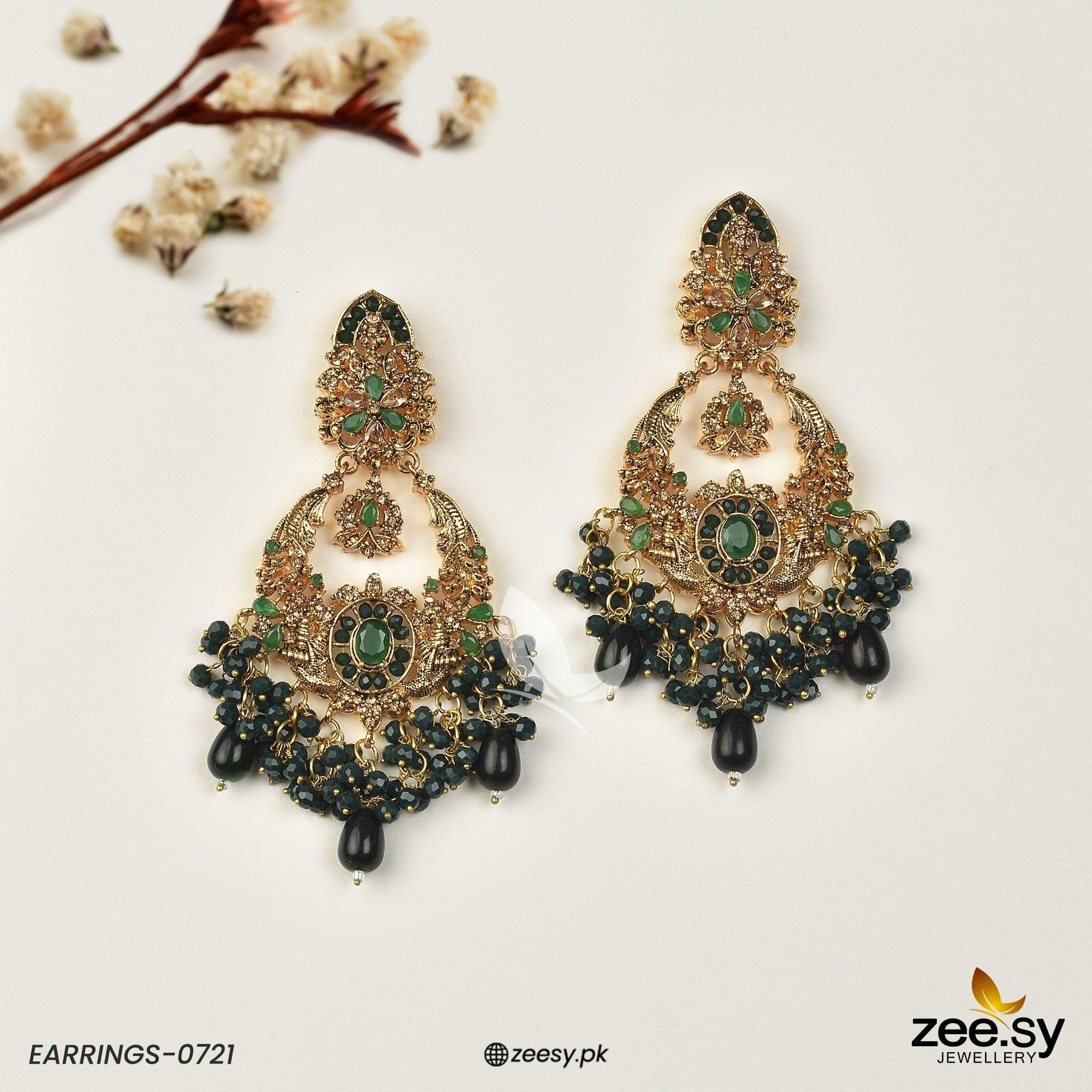Earrings-0721 Green - Zeesy Jewellery