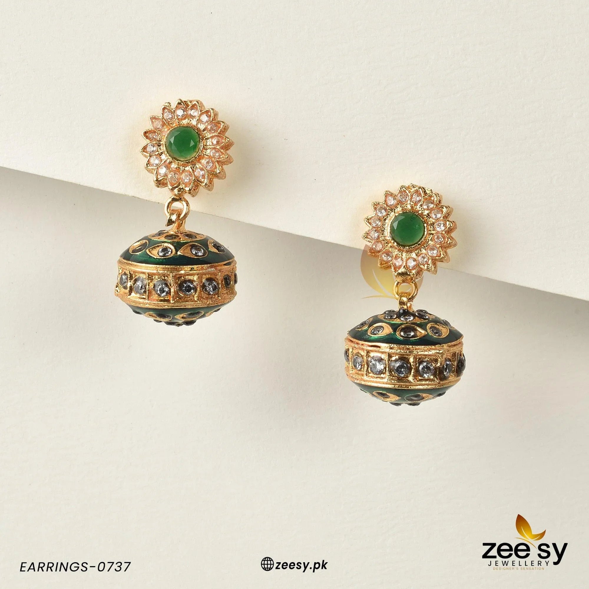EARRINGS-0737 Green - Zeesy Jewellery