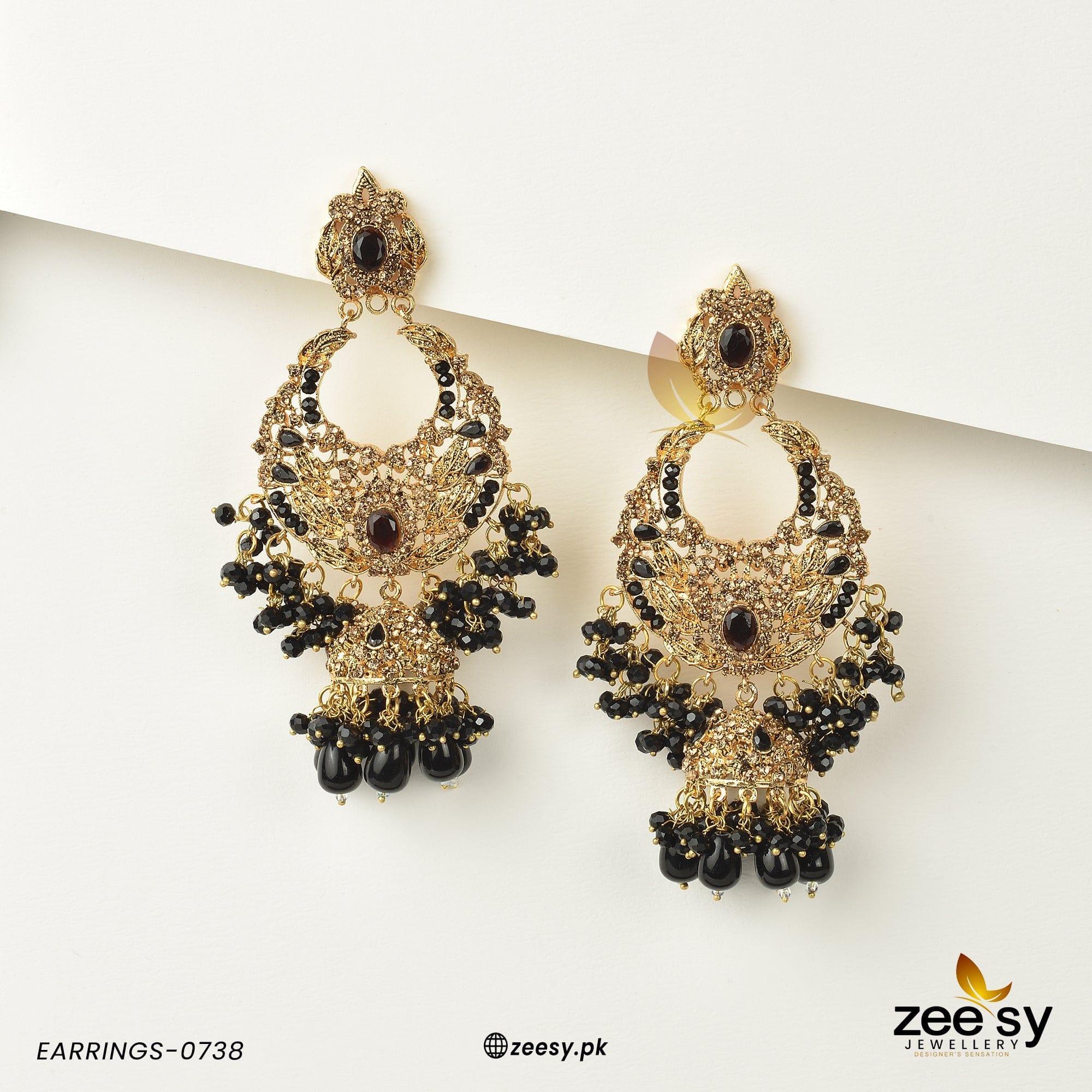 EARRINGS-0738 Black - Zeesy Jewellery