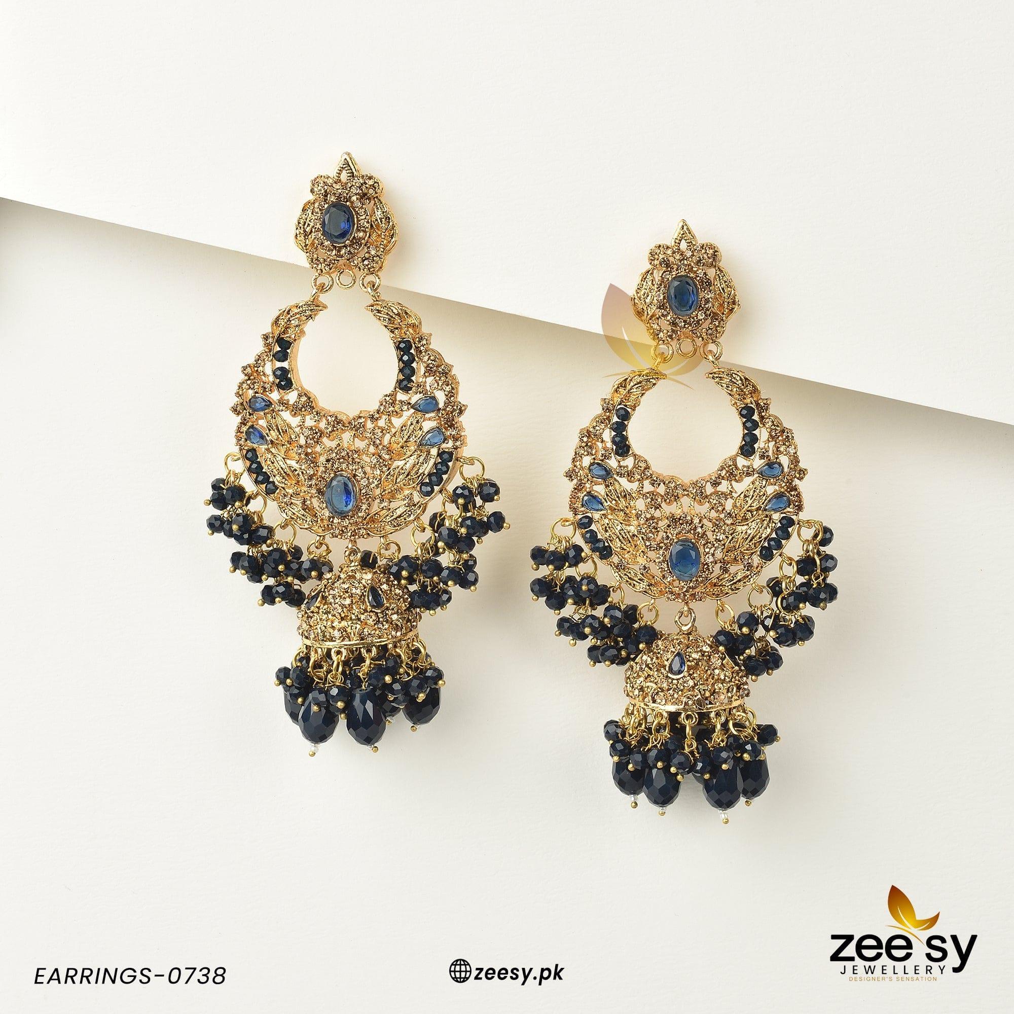 EARRINGS-0738 Blue - Zeesy Jewellery