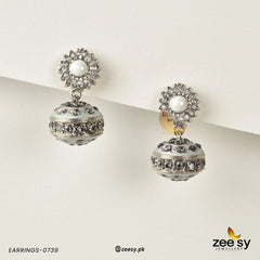EARRINGS-0739 White - Zeesy Jewellery