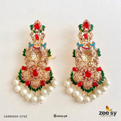 Earrings-0742 Red & Green - Zeesy Jewellery