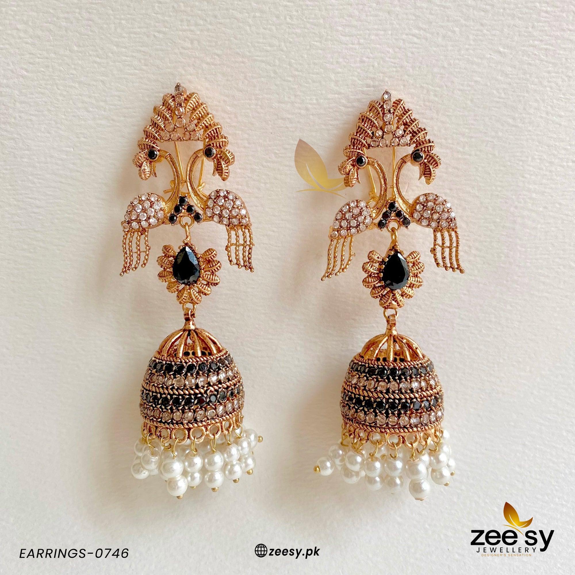 EARRINGS-0746 Black - Zeesy Jewellery