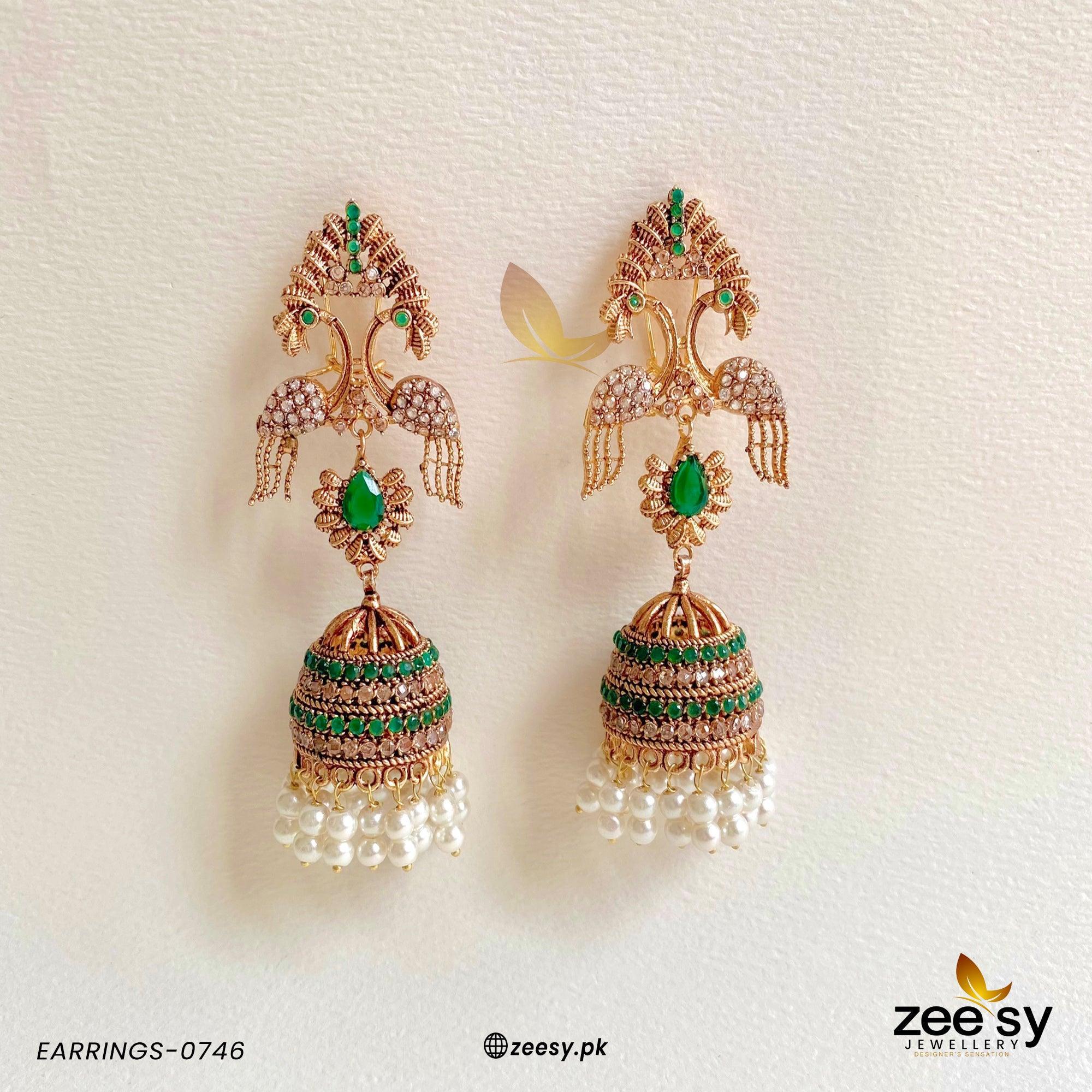 EARRINGS-0746 Green - Zeesy Jewellery