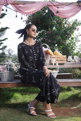 Luxe Noir by Madiha Gohar Stitched Summer Suit-Ebony Flora