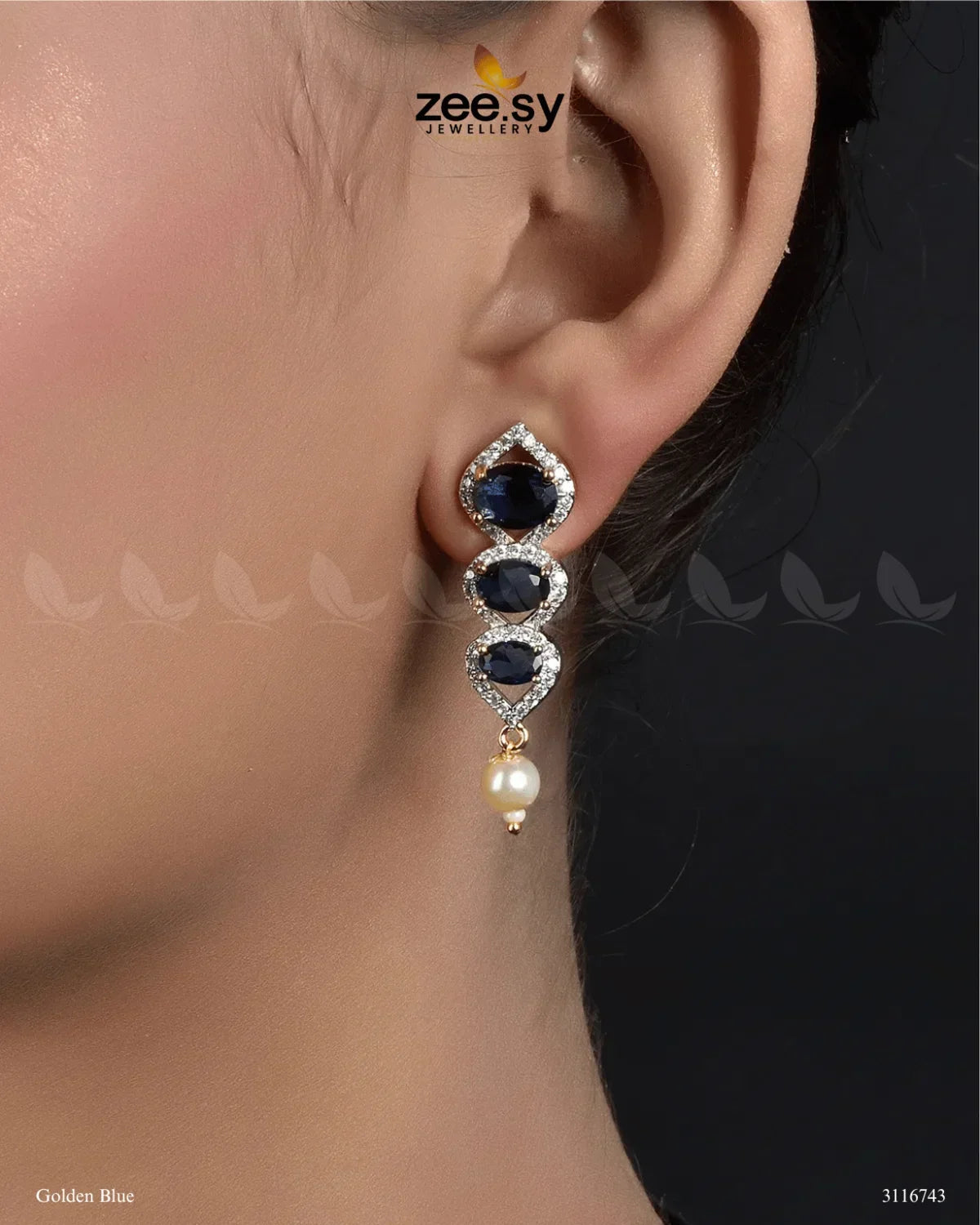 Eeshta Earrings Golden Blue - Zeesy Jewellery