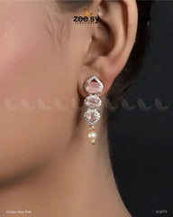 Eeshta Earrings Golden Mint Pink - Zeesy Jewellery