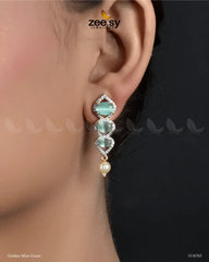 Eeshta Earrings Golden Mint Green - Zeesy Jewellery