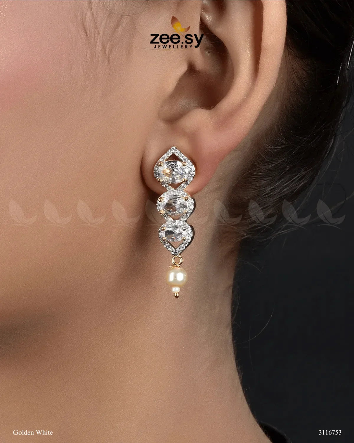 Eeshta Earrings Golden White - Zeesy Jewellery