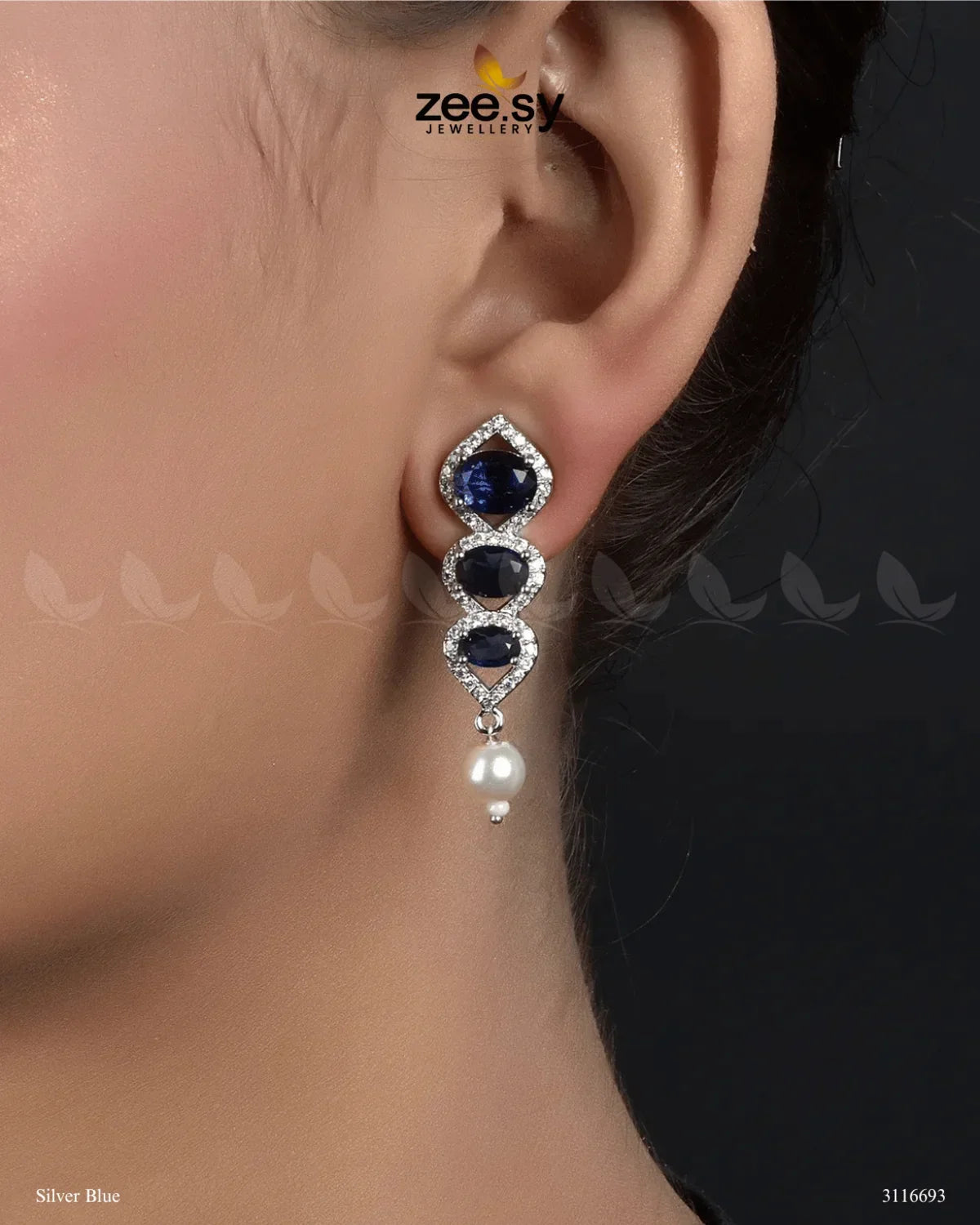 Eeshta Earrings Silver Blue - Zeesy Jewellery