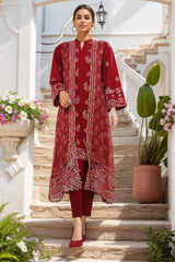 Eid Ka Jora By Bin Saeed Stitched 3 Piece Luxury Emb Chiffon Gown Collection-SMPC-2047-Red