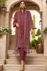 Eid Ka Jora By Bin Saeed Stitched 3 Piece Luxury Emb Chiffon Gown Collection-SMPC-2055-Maroon
