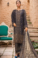 Eid Ke Rang By Bin Saeed Stitched 3 Piece Chikankari Lawn Suit-SM-1766-Blue