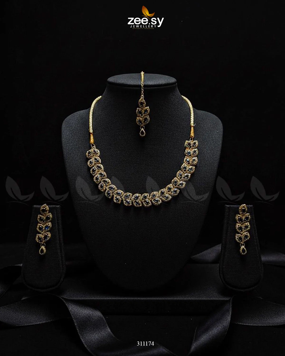 Elara Necklace champagne & Blue - Zeesy Jewellery