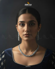 Elegant Sapphire Tennis Necklace Set - Zeesy Jewellery