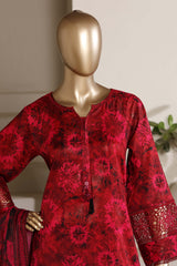 Sada Bahar Stitched 3 Piece Luxury Peplum Frock Vol-02 Suit-EMB-826-RED