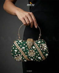 Emerald Baroque Pearl Clutch Bag
