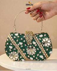 Emerald Baroque Pearl Clutch Bag