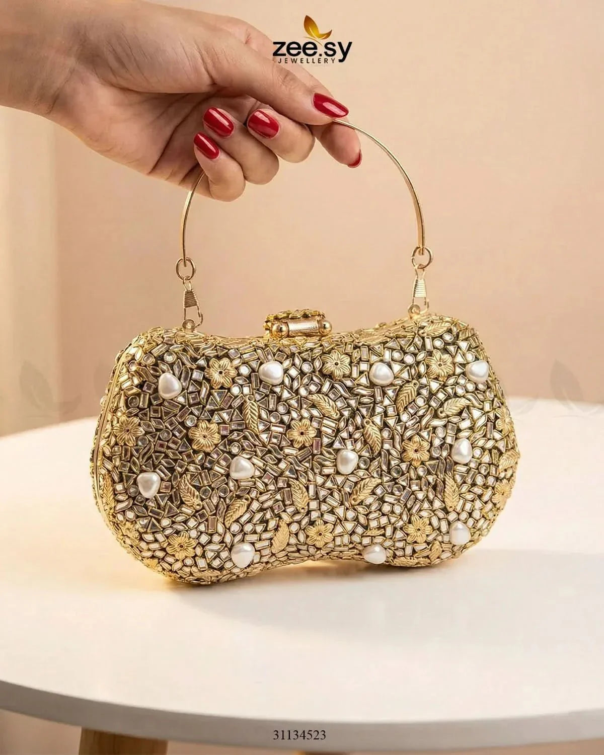 Emerald Baroque Pearl Clutch Bag