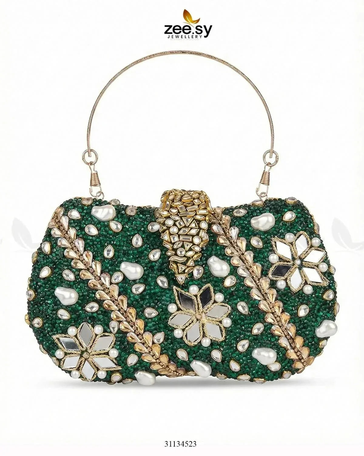 Emerald Baroque Pearl Clutch Bag