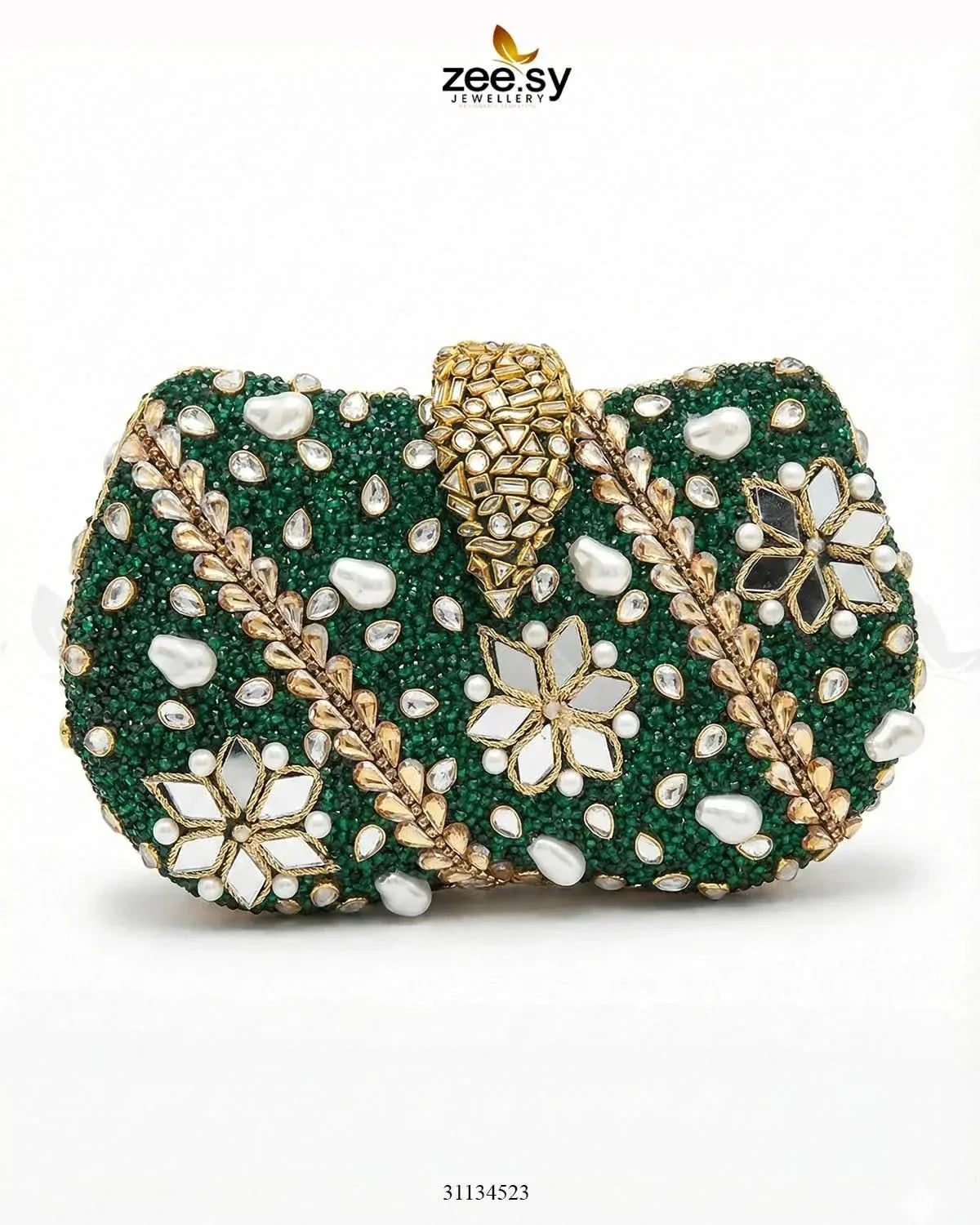 Emerald Baroque Pearl Clutch Bag