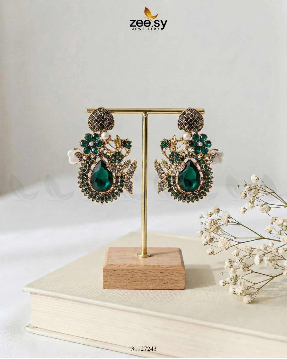 Emerald Baroque Pearl Earrings Multicolor - Zeesy Jewellery