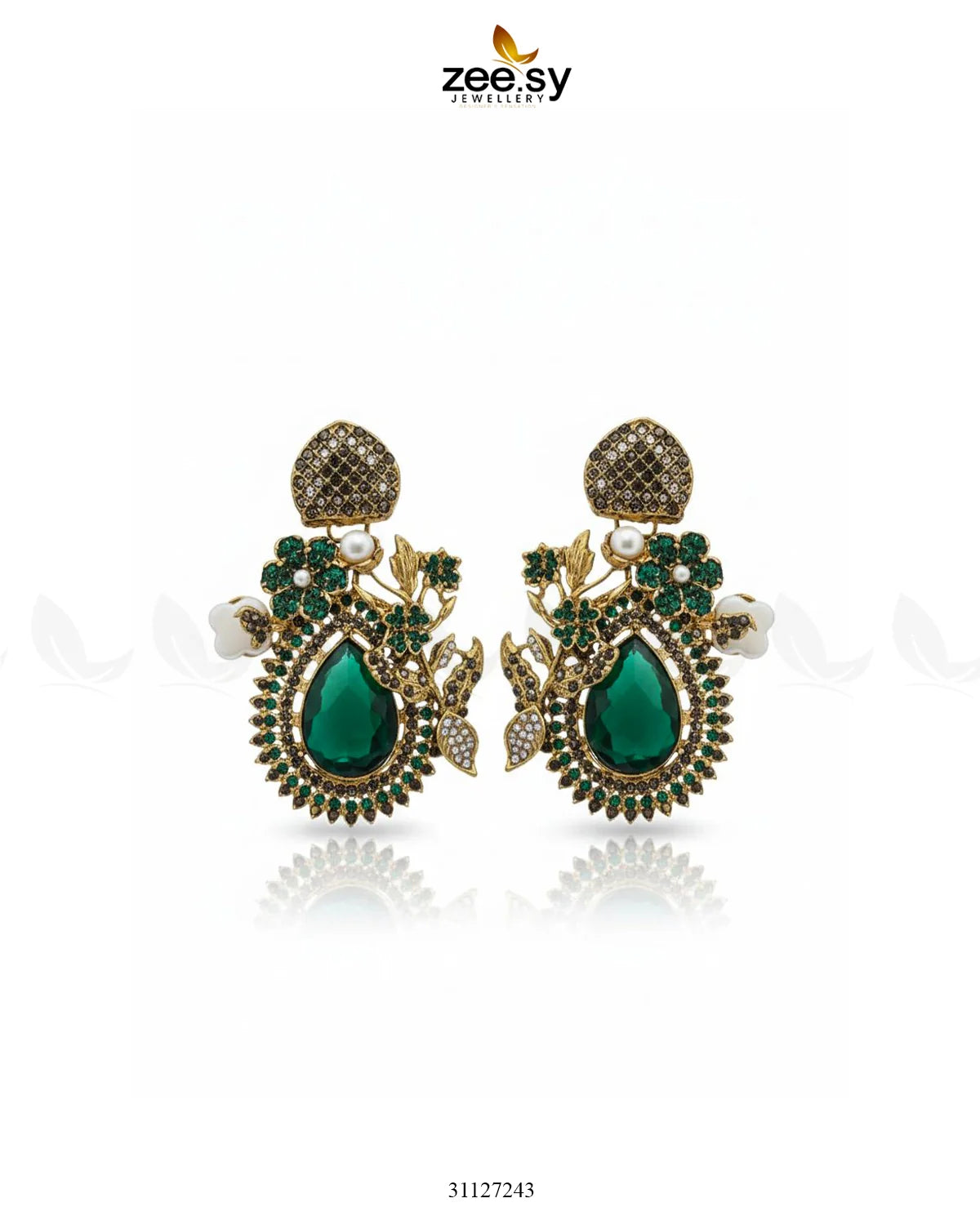 Emerald Baroque Pearl Earrings Green - Zeesy Jewellery
