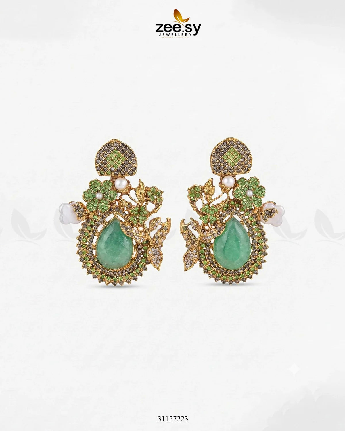 Emerald Baroque Pearl Earrings Mint Green - Zeesy Jewellery