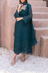 Azure Ensembles 3 Piece Unstitched Festive Formals Suit-AS-115-Emerald Bloom