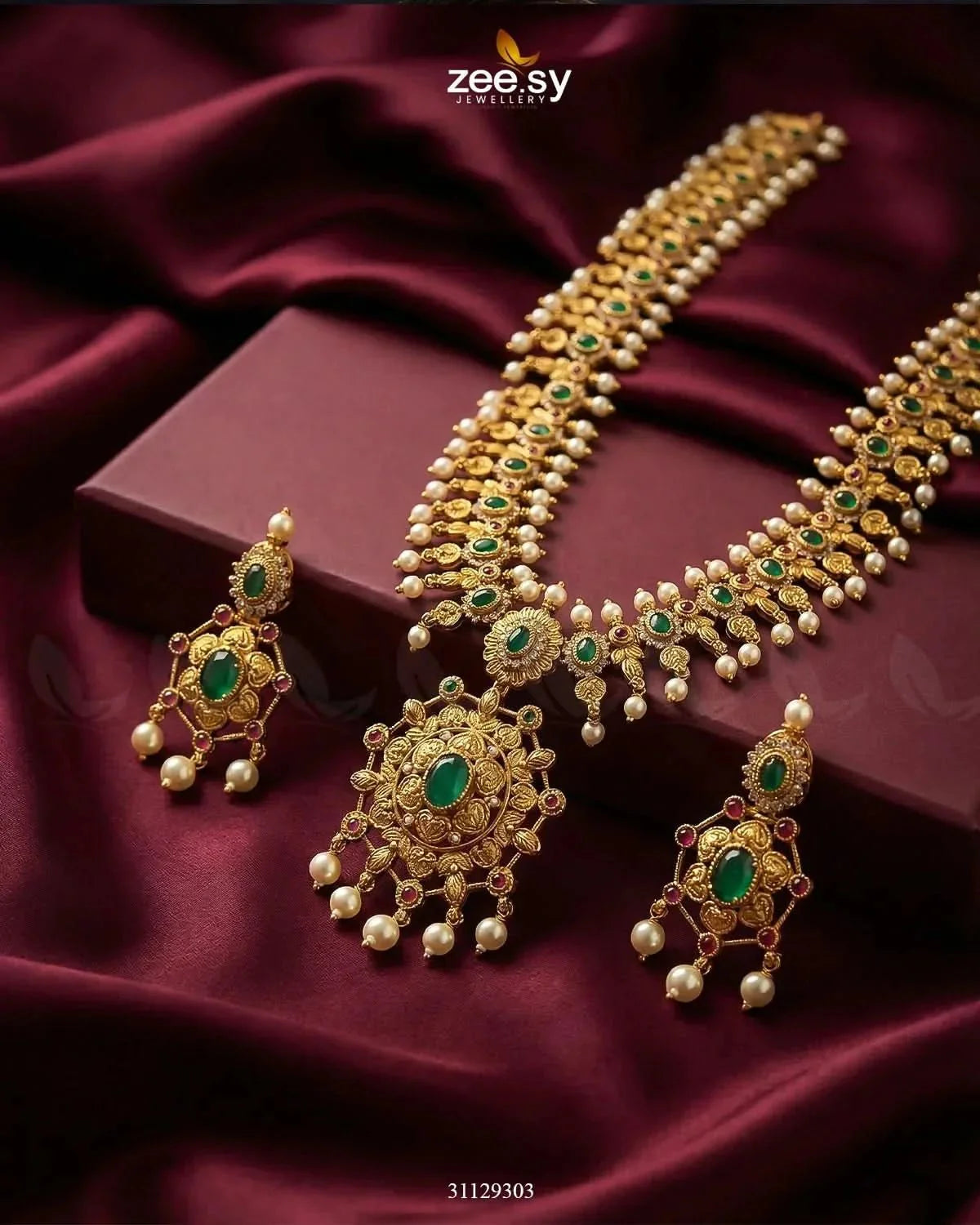 Emerald Vine Pearl Malla Set
