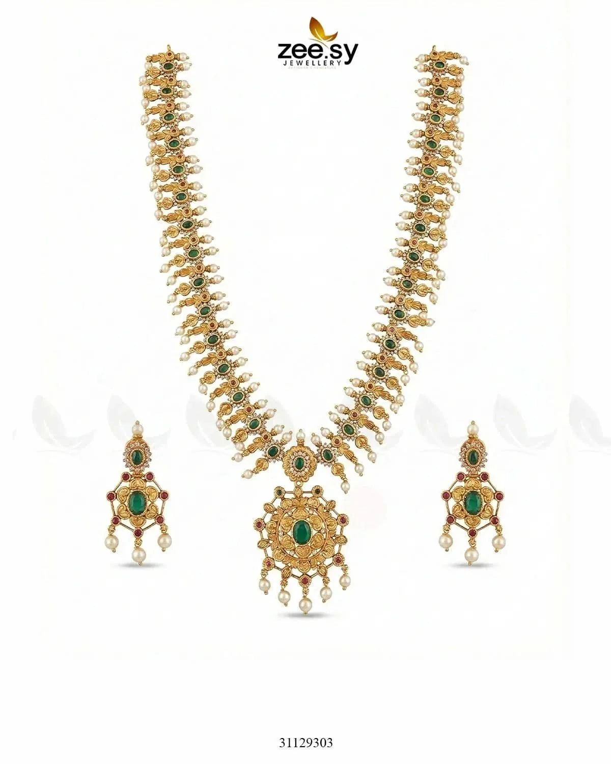 Emerald Vine Pearl Malla Set