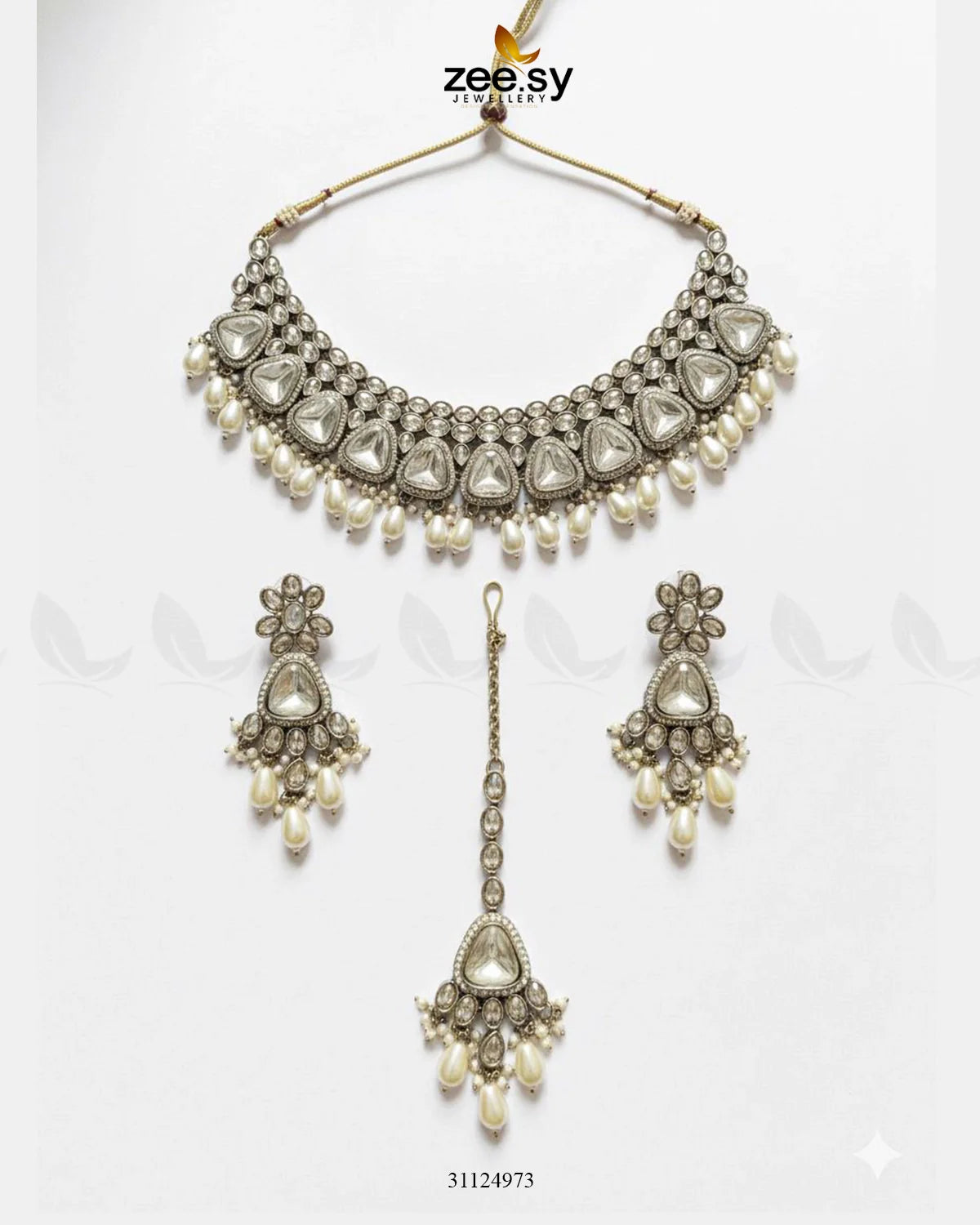 Eminet Bold Crystal Bridal Set White - Zeesy Jewellery