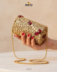 Zeesy-Empress Ruby Kundan Clutch Bag