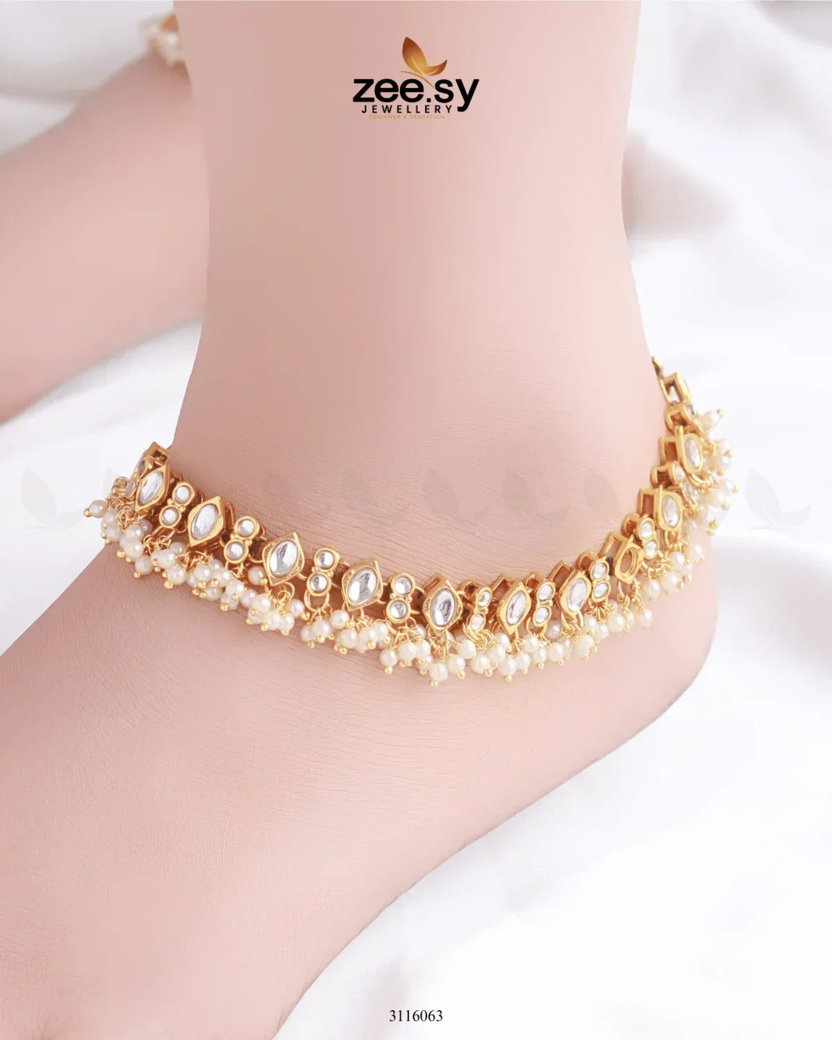 Enstatite Anklets Golden white - Zeesy Jewellery