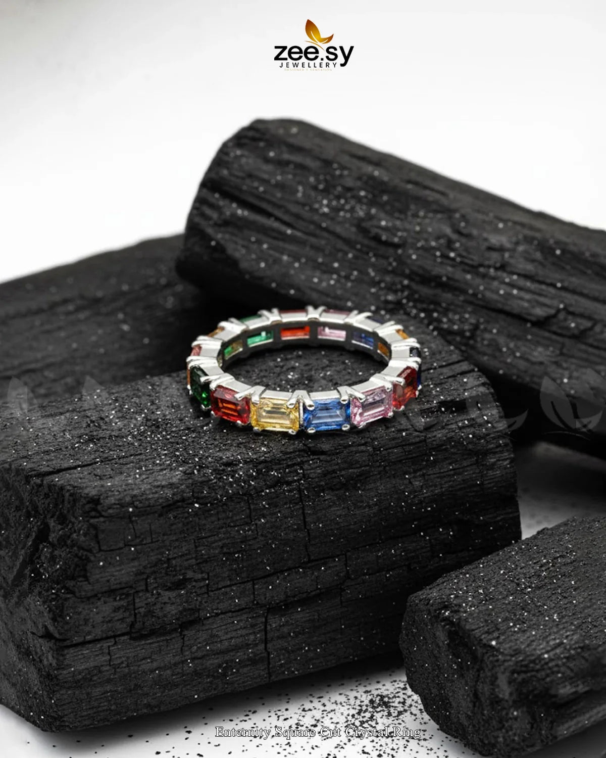 Enternity Square Cut Crystal Ring - Zeesy Jewellery