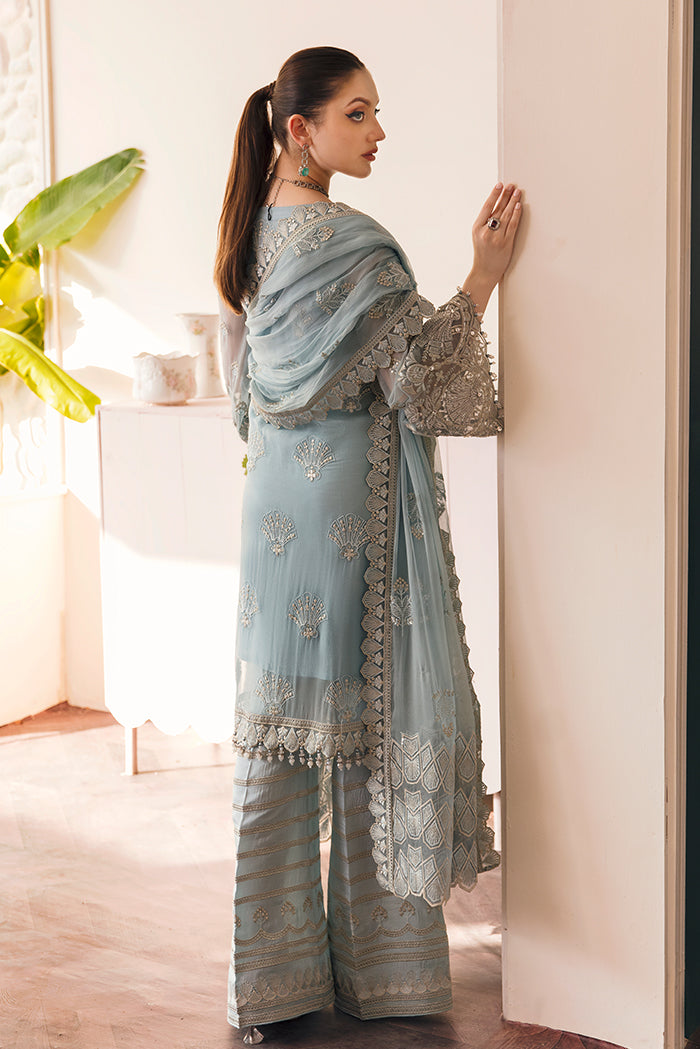 Flossie Unstitched 3 Piece Formals Executive Vol-05 Collection'2025-Serene Cerulean (A)