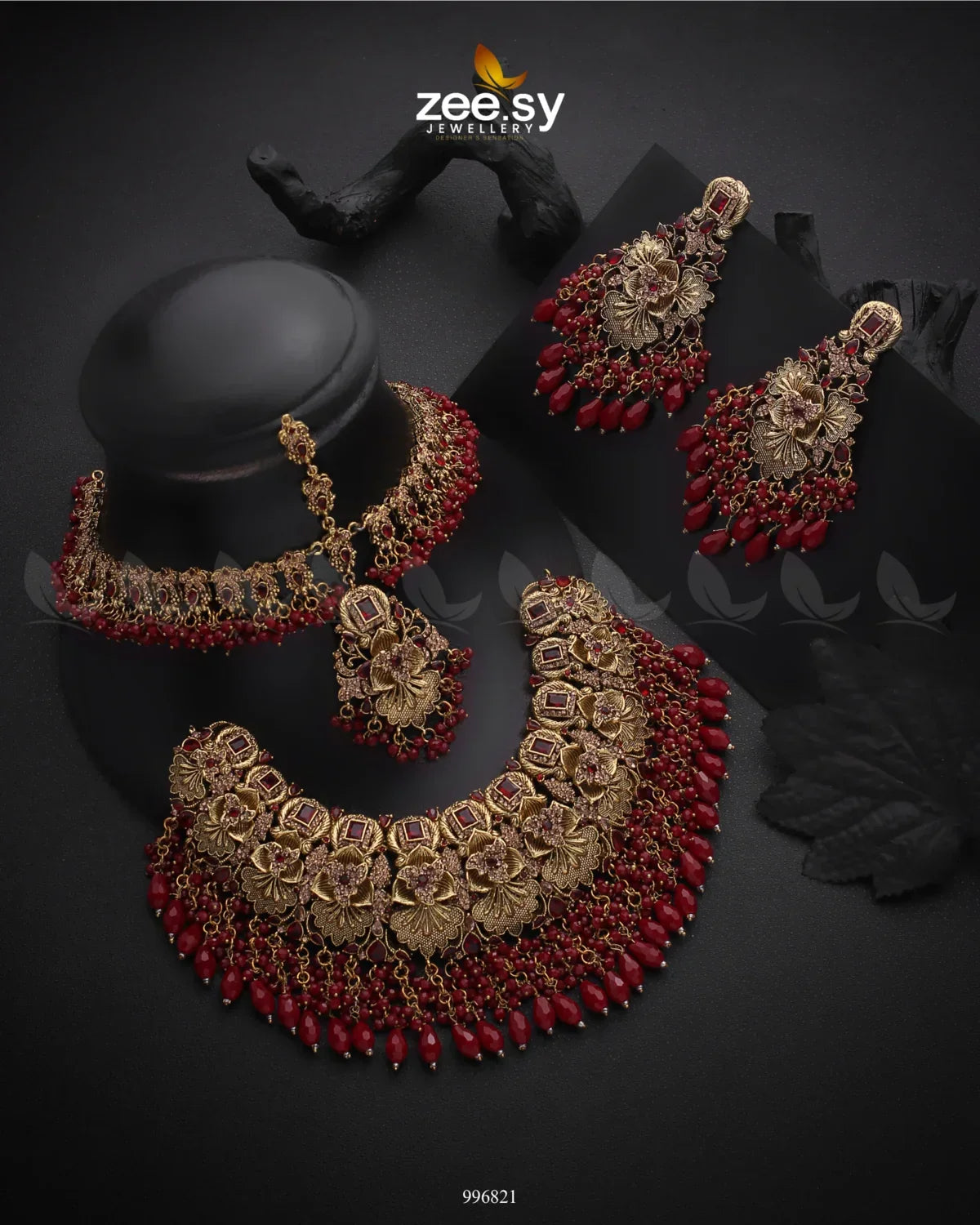 Esra Bridal Set Red - Zeesy Jewellery