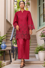 Estelle by Sada Bahar Stitched Co Ords Emb Jacquard Suit-CK-Maroon