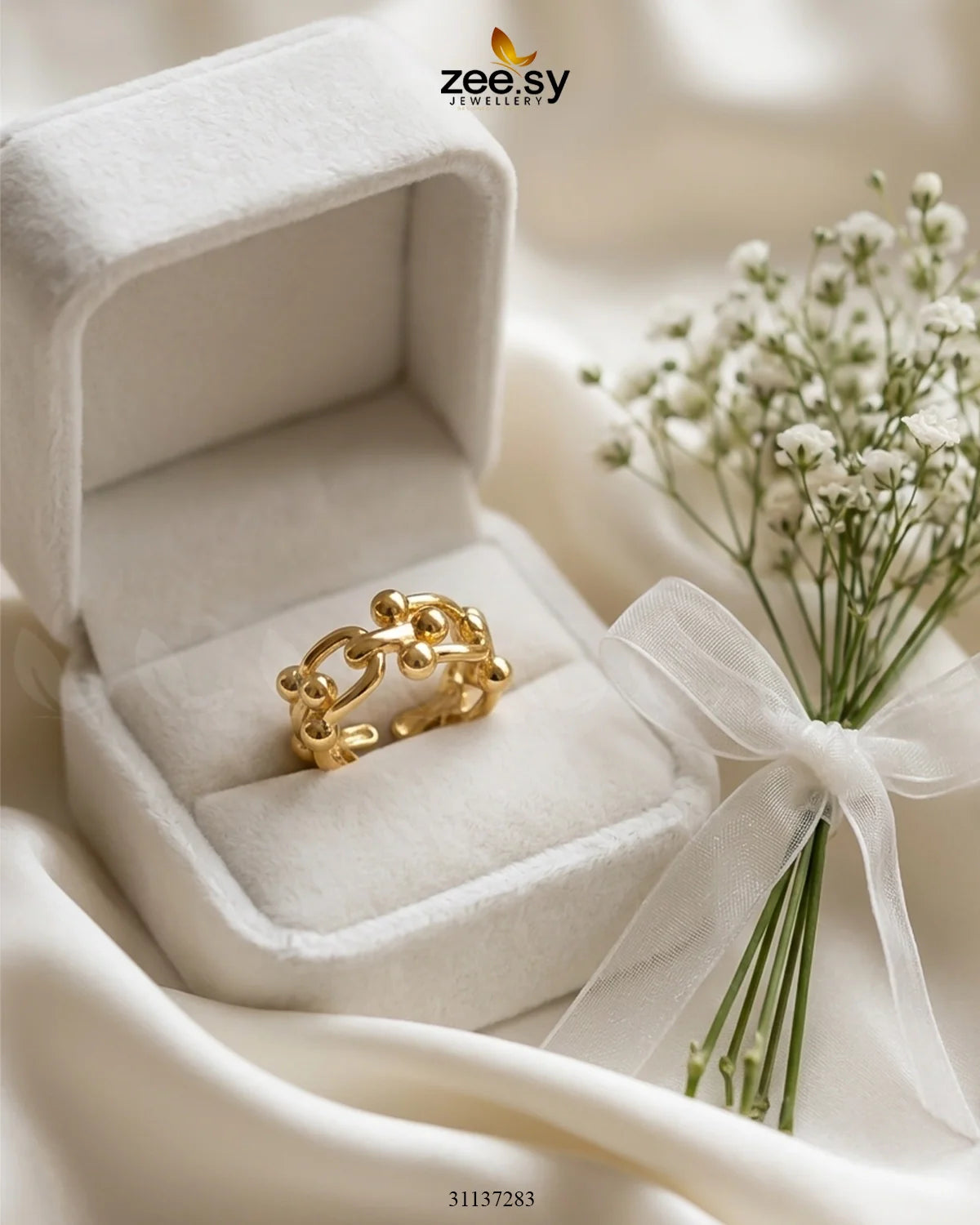 Ethereal Golden Bud Sculpted Ring