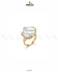 Ethereal Molten Gold Sea-Pearl Ring