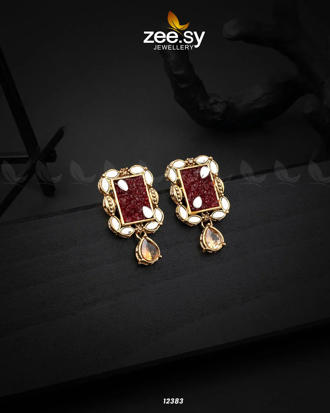 Ethereal Earrings Maroon - Zeesy Jewellery