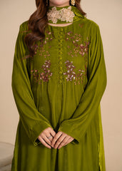 Luxe A Velvet Affair By Stitch Vibes Stitched Winter Suit-Evening Olive Dress