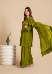 Luxe A Velvet Affair By Stitch Vibes Stitched Winter Suit-Evening Olive Dress