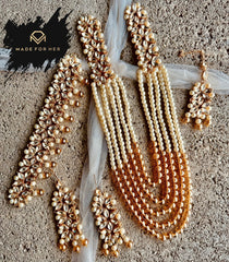 Made For Her-Ethereal Pearl Cascade Set - Coloured - KAHD1001