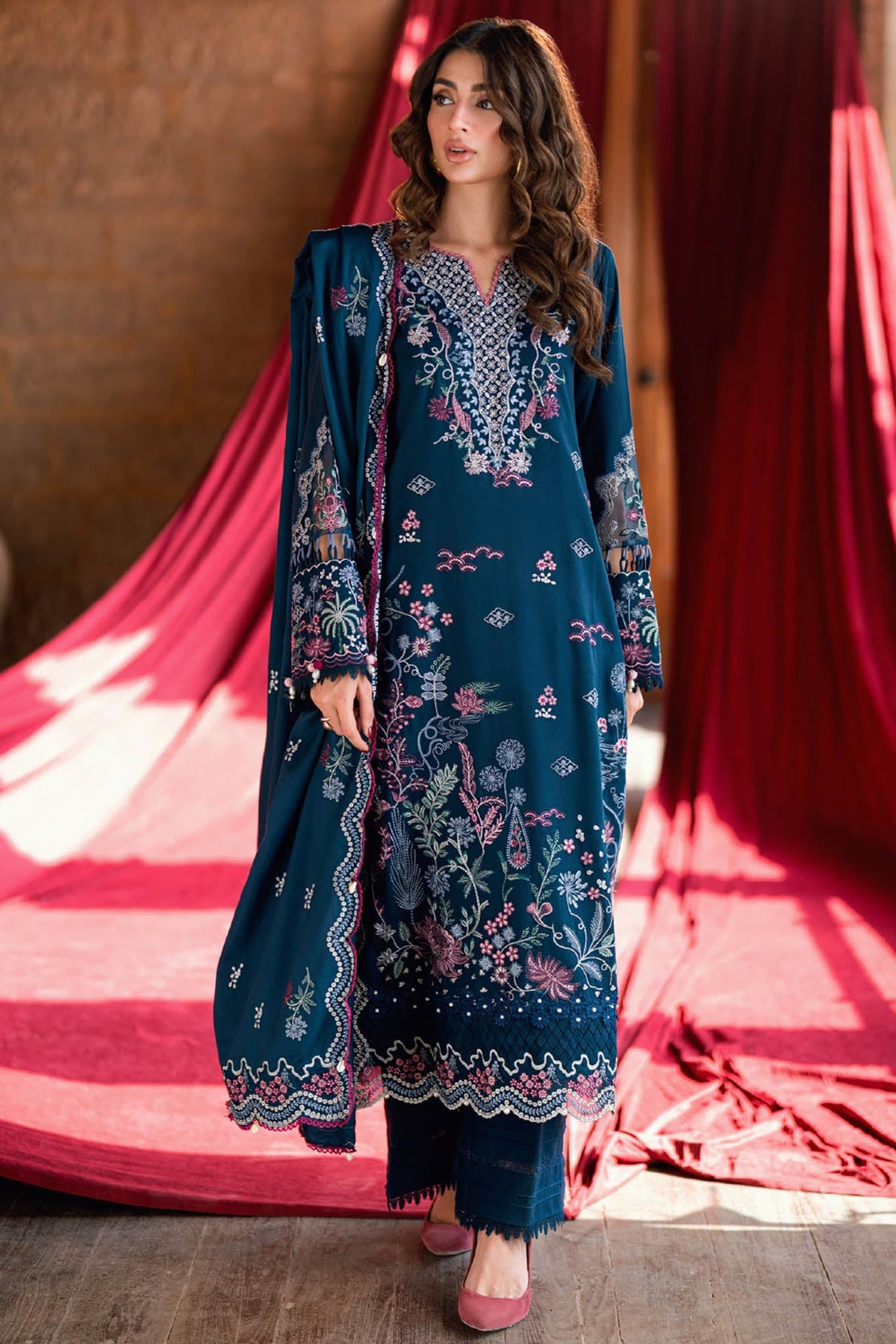 Shades of Winter By Florent Unstitched 3 Piece Marina Twill Collection'2025-FL-4B